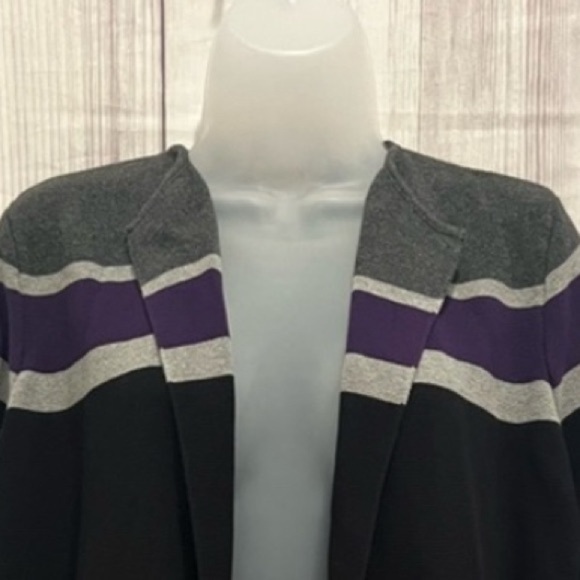 Calvin Klein Striped Open Front Cardigan Sweater Size Medium - Picture 5 of 7